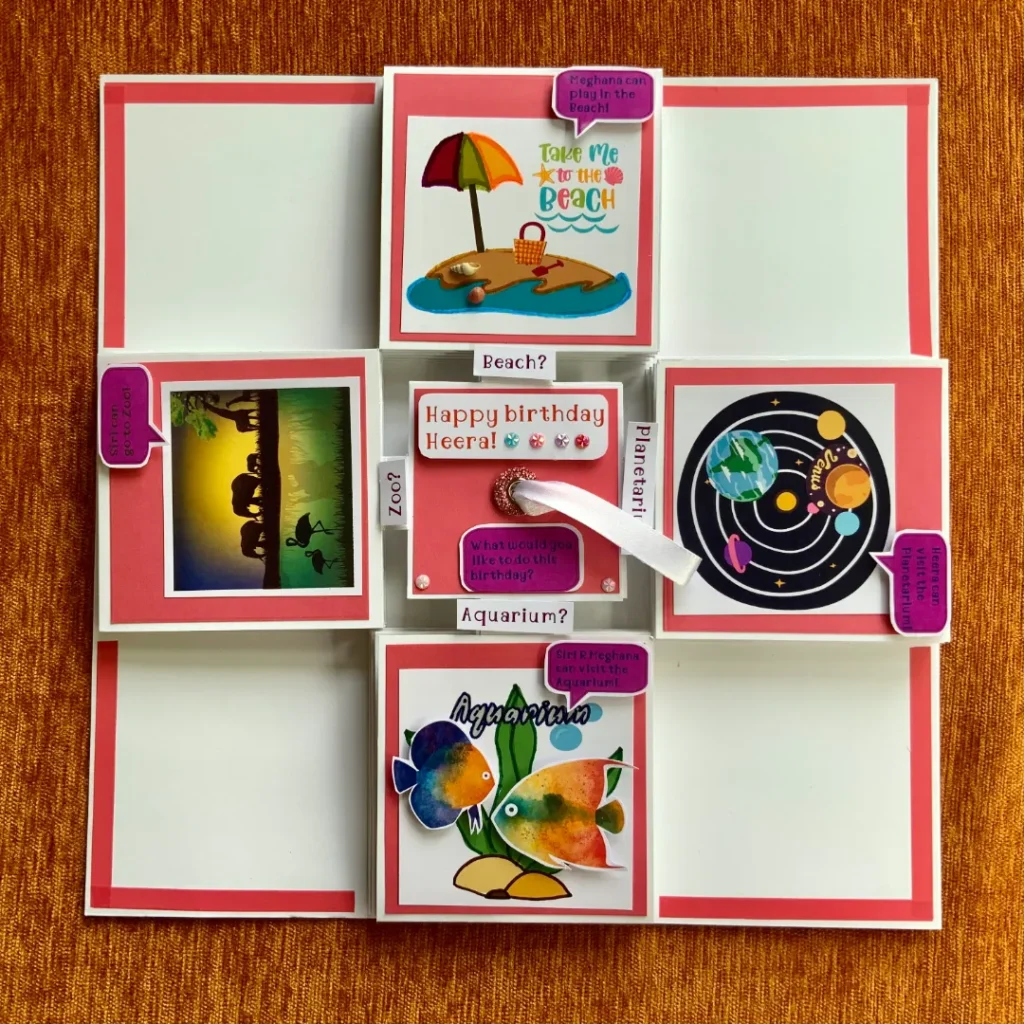 handmade birthday card with pullup accordion card