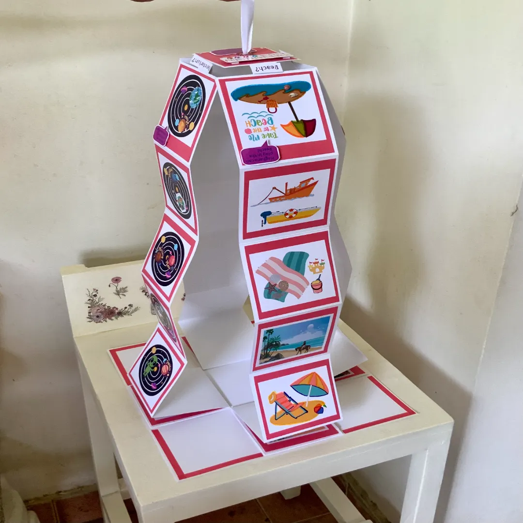 handmade birthday card with pullup accordion card