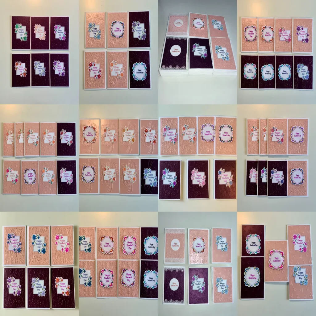 handmade teachers day card with embossing and sentiments