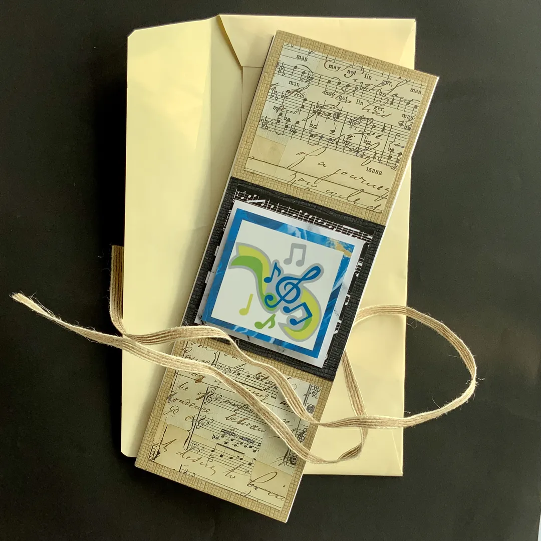 handmade birthday card with multiple folds, elements
