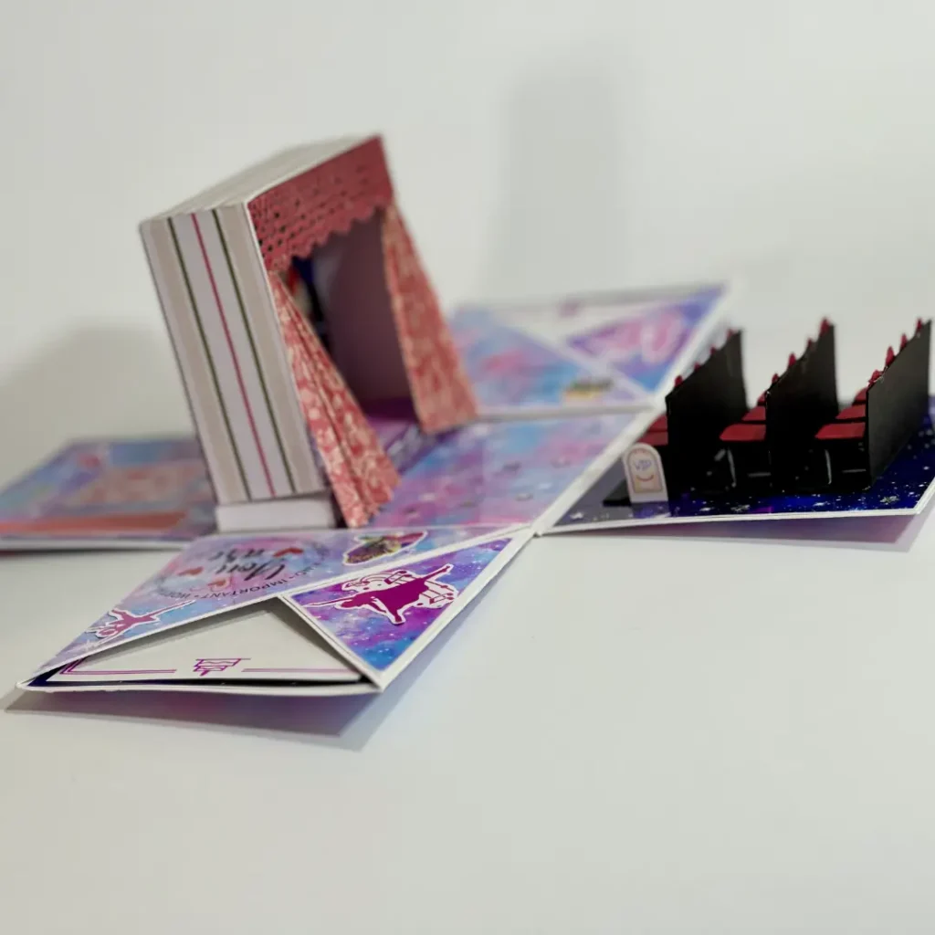 handmade explosion box theatre card