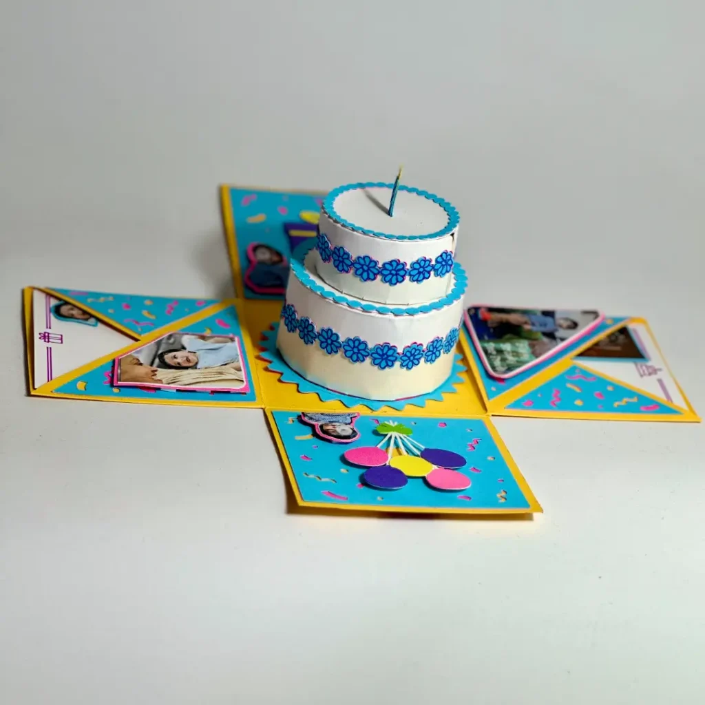 handmade customised explosion box tiered cake