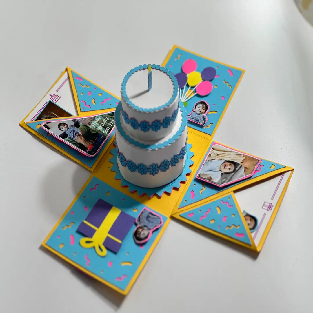handmade customised explosion box tiered cake