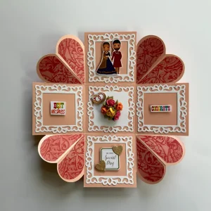 handmade congratulations card with explosion box and embellishments