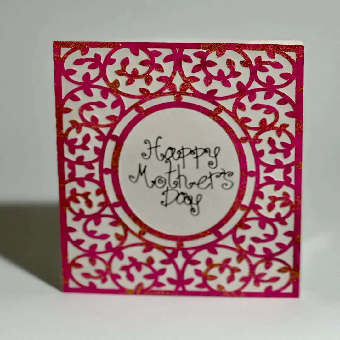 handmade mothers day card with details and intricately cut