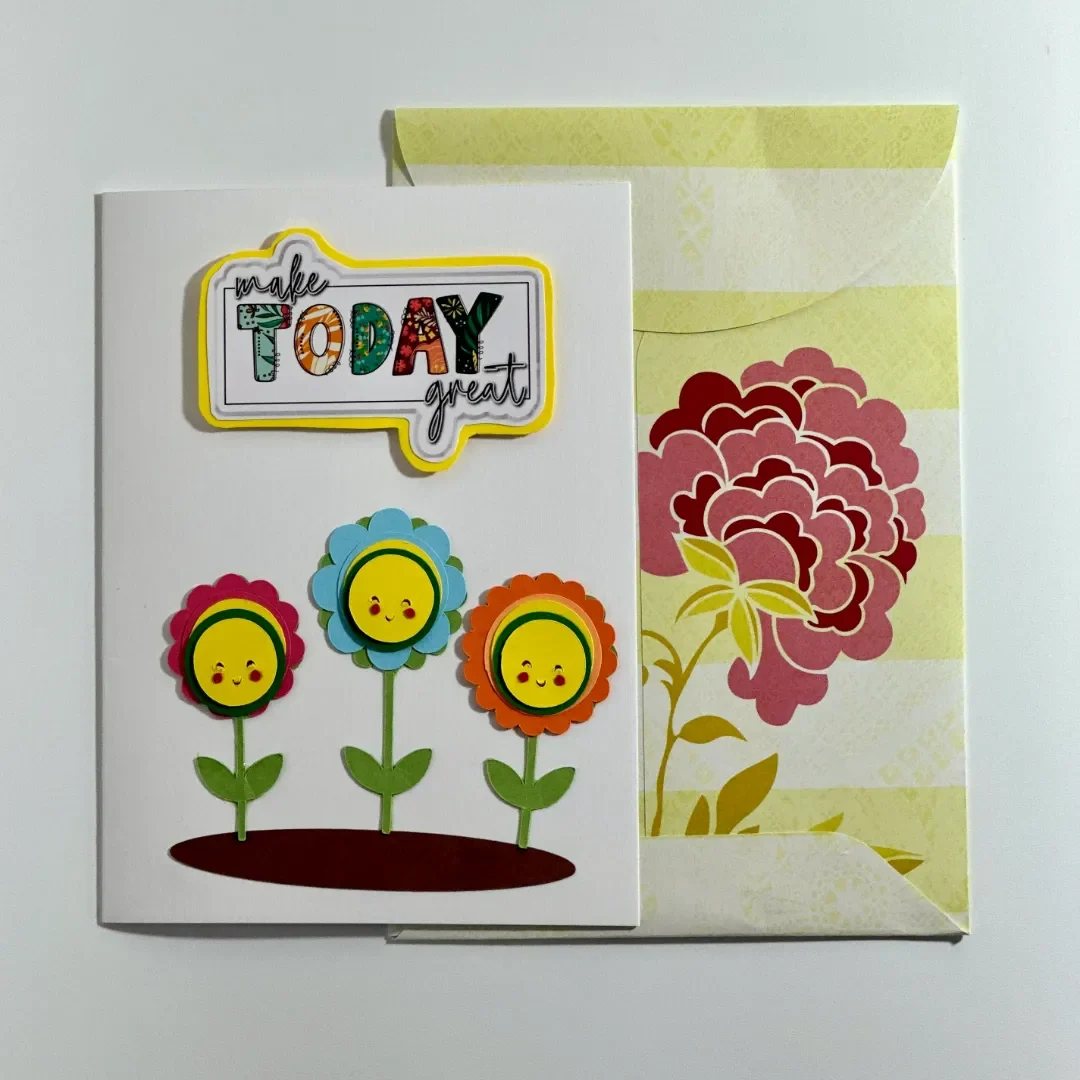 Handmade motivational card with multi layered and dimensional elements