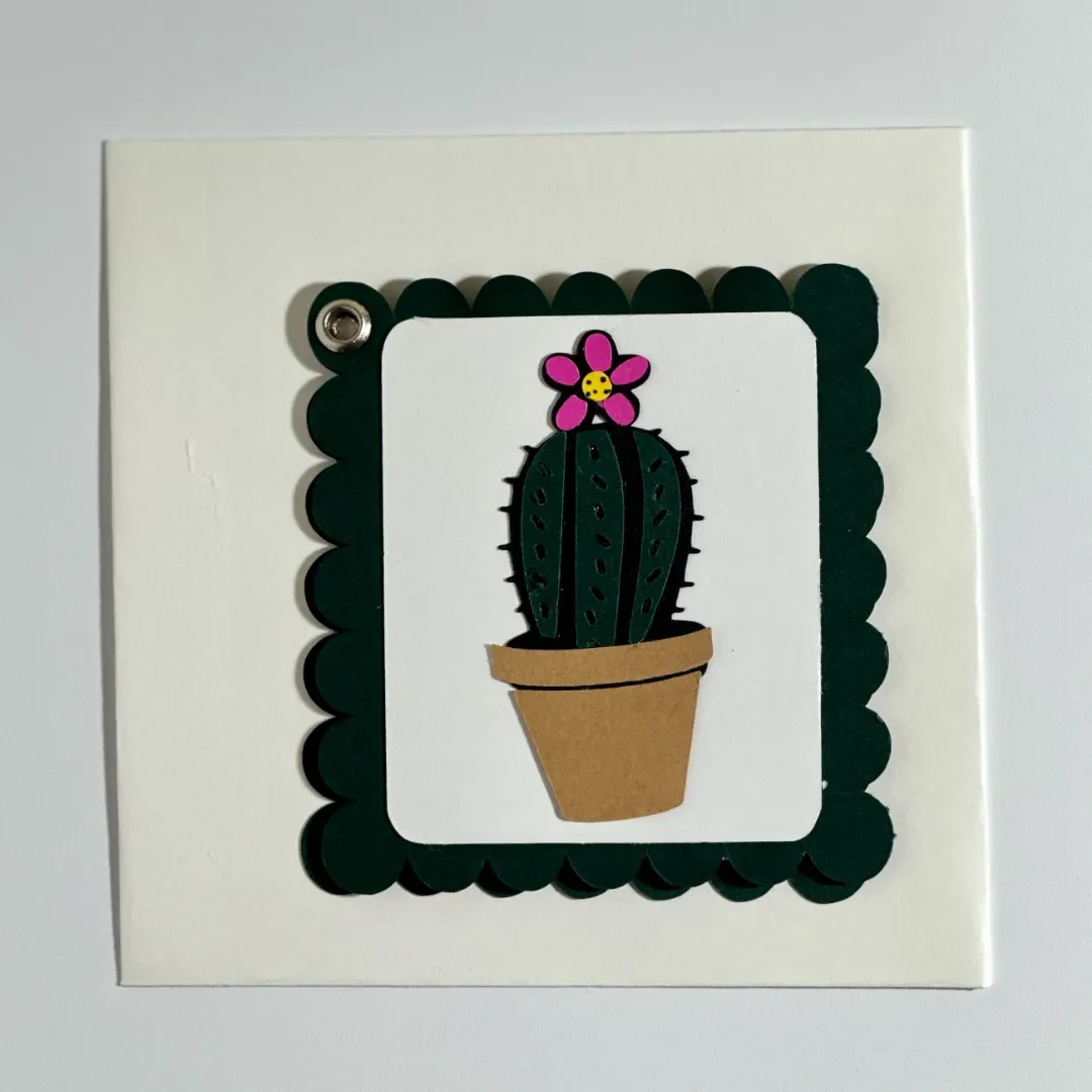 Handmade mini scalloped cacti series pun card